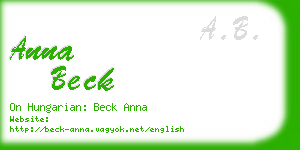 anna beck business card